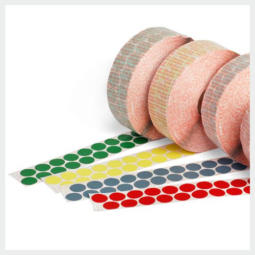 Grafik bunte Klebepunkte auf Rolle
