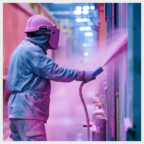 Grafik Person bei der Pulverbeschichtung