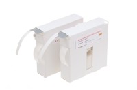 Klebepunkte aus grauem Spezial-Gewebe in Karton-Spendebox für Befestigungen von Warenanhängern, 30 x 30 mm