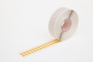 double-sided self-adhesive polyester foil dots, compatible with foodstuffs 