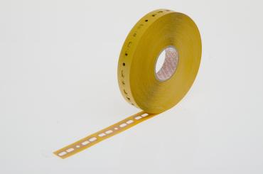 radial tape connector, self-adhesive paper,for metric and imperial pitches, 16 x 70 mm, brown 