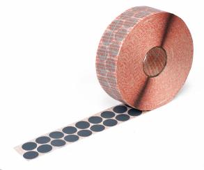 graue Markierungspunkte aus Gewebe auch zum Befestigen von Transportzetteln an KLTs und Gitterboxen 25 mm