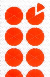 Rundpfeile zur Fehlerkennzeichnung, auf der Leiterplatte, 10 mm Ø, eine "Rosette" besteht aus 6 Rundpfeilen, 