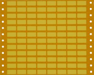 yellow equipment labels with perforations for tractor feed printers; supplied in packs of 100 sheets 