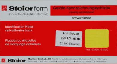 yellow fabric equipment labels for manual marking, supplied in packs of 100 sheets 