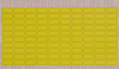 yellow fabric equipment labels for manual marking, supplied in packs of 100 sheets 